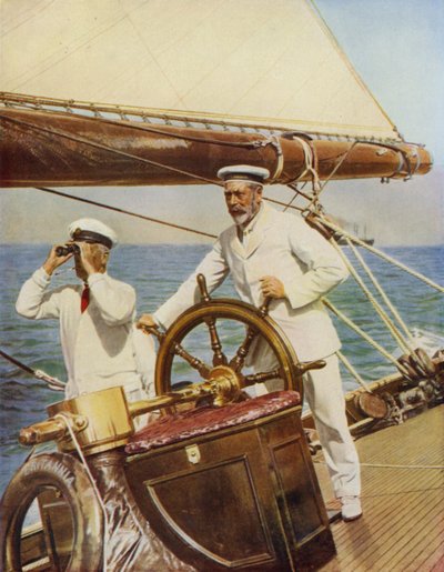 Roi George en yachtman à Cowes en 1924 - English School